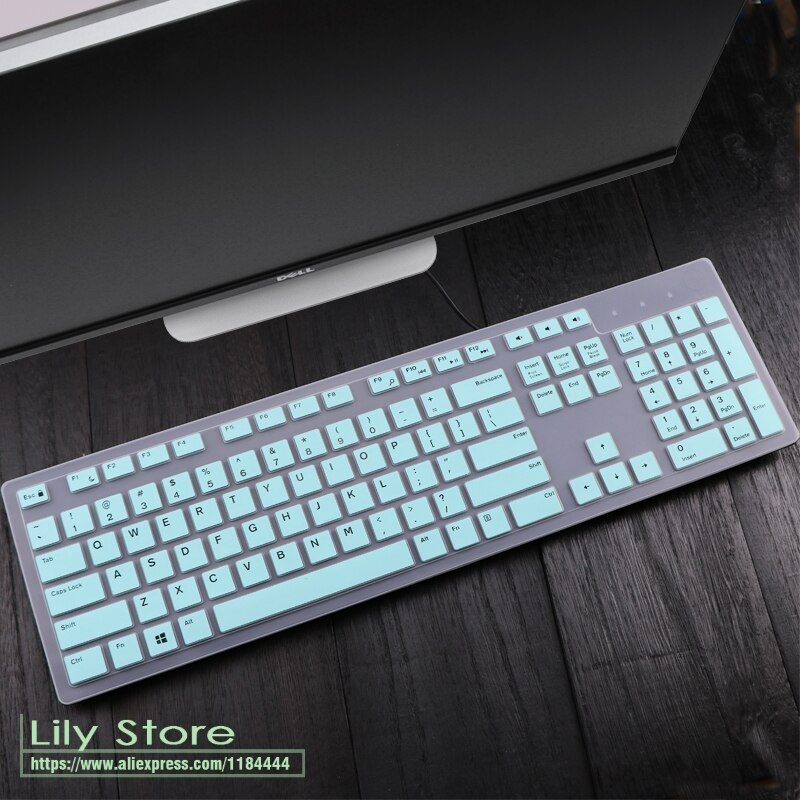 Tastatur Abdeckung haut Schutz für Dell KM636 Drahtlose Tastatur & Dell KB216 Verdrahtete Tastatur Wasserdichte Protector Haut: whiteblue