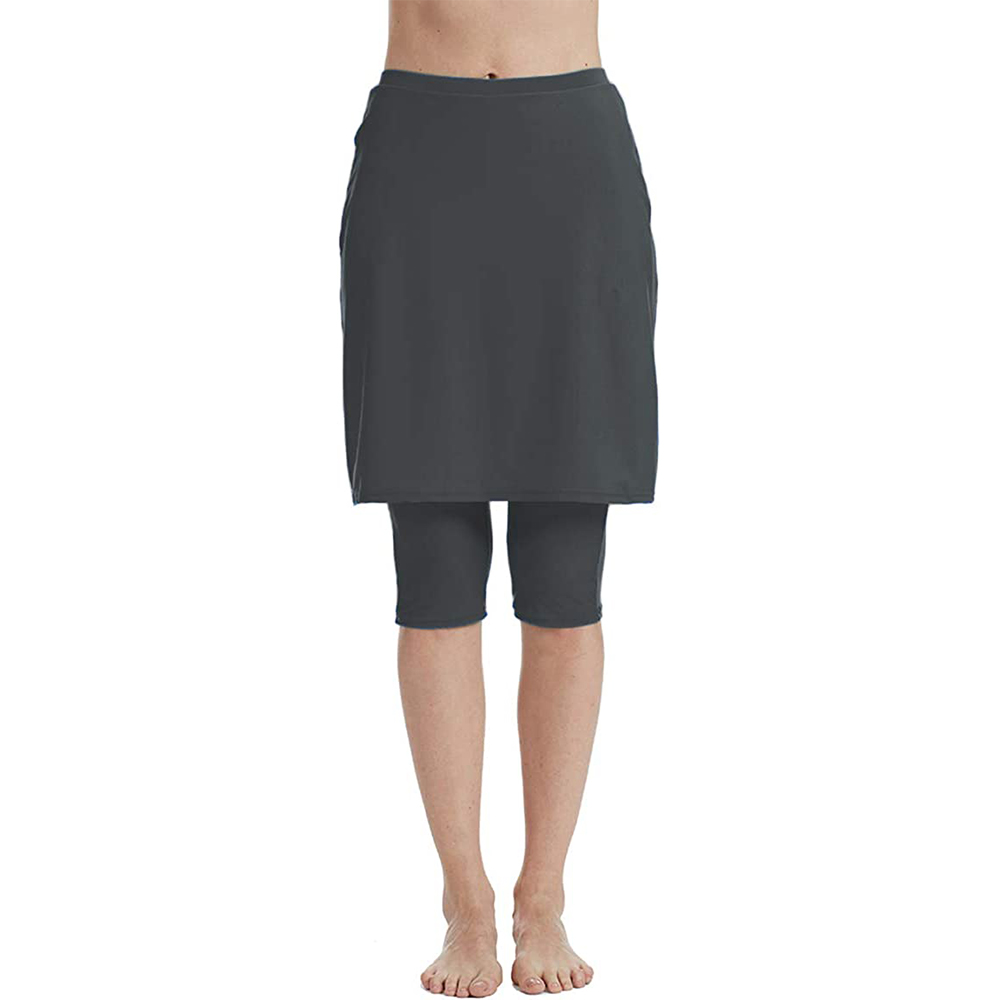 Women's capris leggings energetic skirt swimsuit sunscreen skirt (Gray)