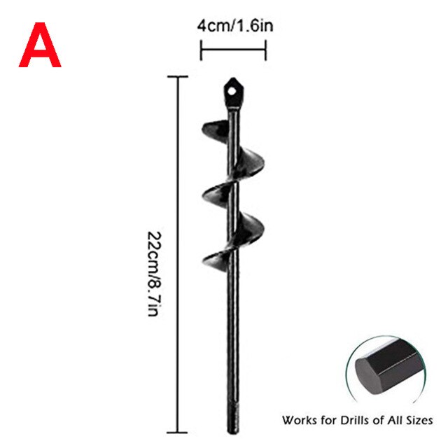 Garden Spiral Drill Bit Set Non-Slip Hex Drive HEX Shaft Drill Post Soil Cultivator Planting Hole Digger Tool: 4x22cm