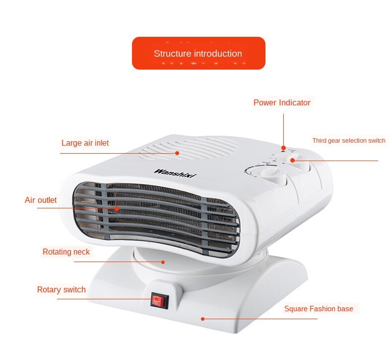 220V Cold and Warm Small Air Conditioner Heater Mini Fan Heater Bathroom Dual-Purpose Rotary Heater 800W