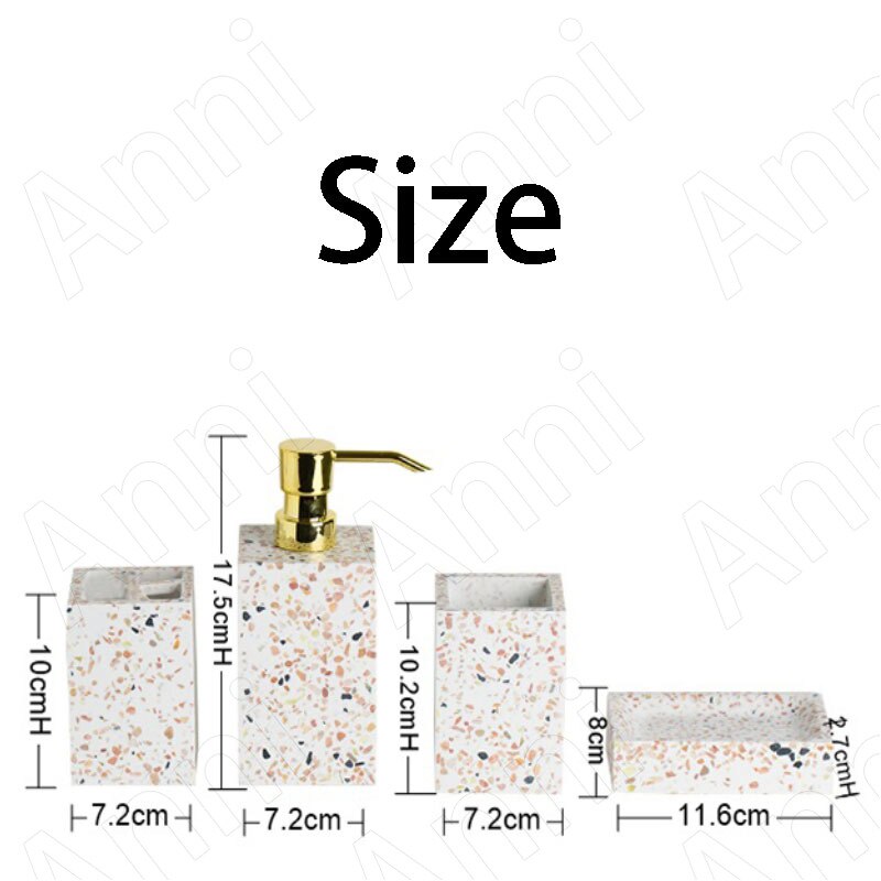 Blue Terrazzo Painted Bathroom Accessories Set Ceramic European Modern Household Four-piece Toothbrush Holder Soap Dish