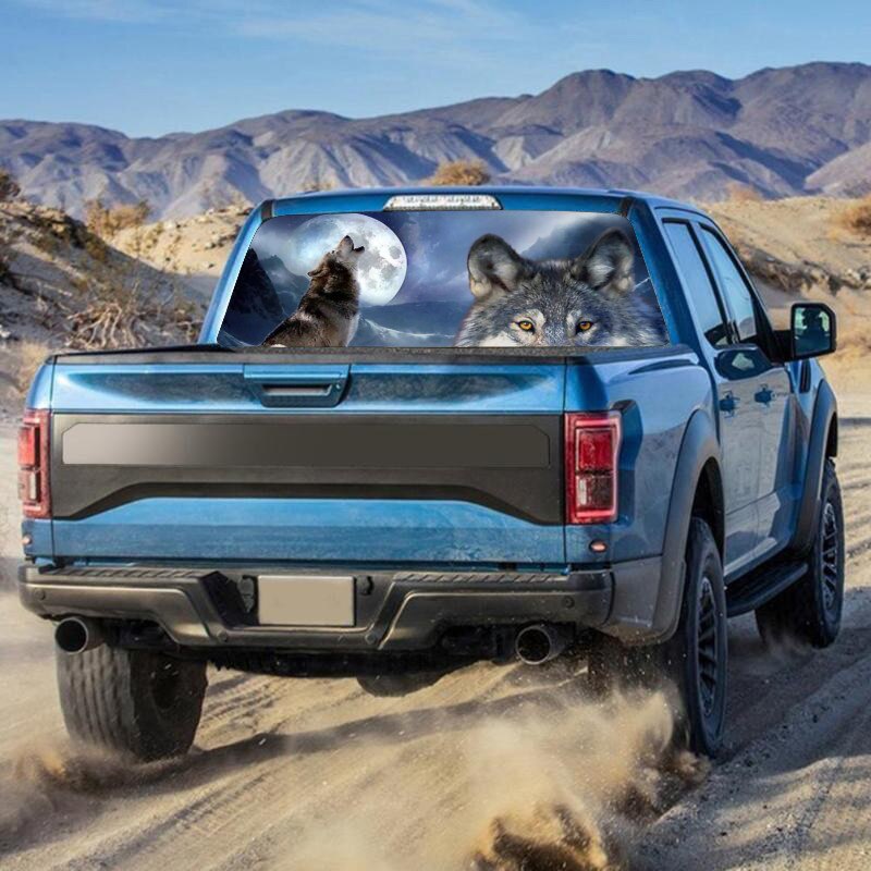 Autocollant de loup pour camion Jeep Suv, autocollant de pare-brise arrière 3D, décor d'affiche en verre de fenêtre arrière 57.9x18.1 pouces