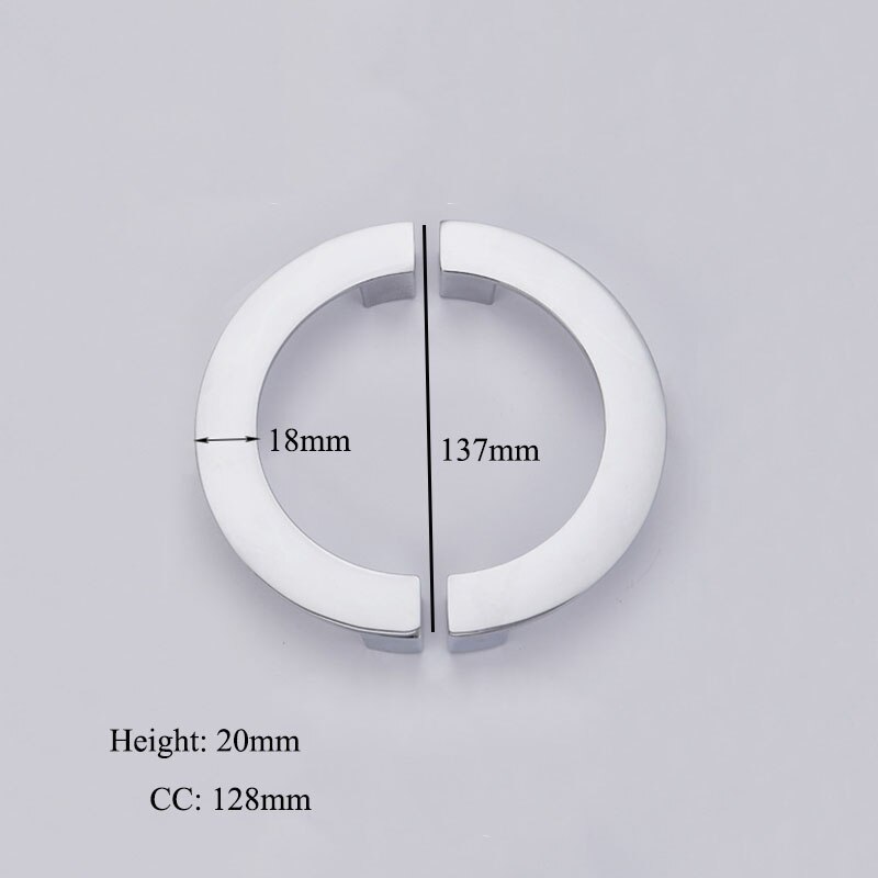 Light Silver Semi-Circle Cabinet Handles Chrome Large Round Wardrobe Knobs Drawer Pull Handle Zinc Alloy Furniture Hardware: 137mm