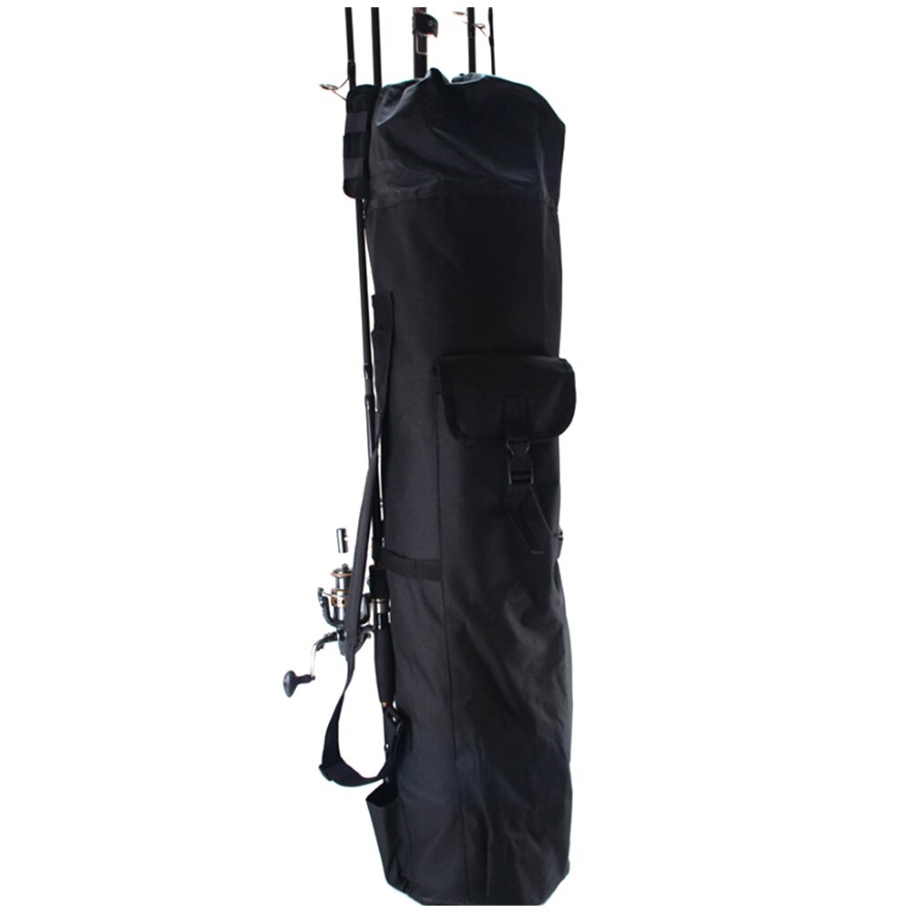 Waterproof Fishing Rod Bag Cylindrical Shape Nylon Fishing Bags Portable Large Capacity Multi Use Tackle Tools Storage Case Bag: Black