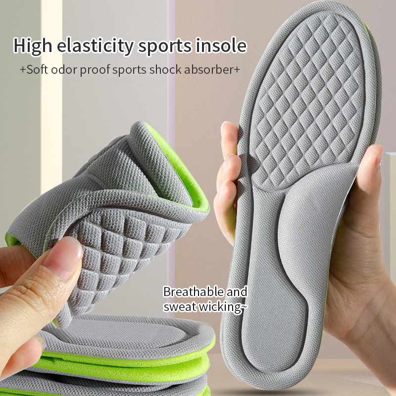 Sports Insoles for Shoes 5D Massage Soft Deodorant Breathable Shock Absorbant Cushion Running Insoles For Feet Men Women