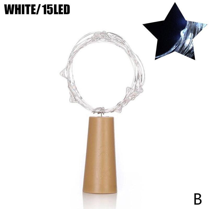 Decorative Small Lantern LED Wine Bottle Fairy Light * Batteries 3 LED AG13/ Weddin Cork Christmas LR44 Shaped String WITH R6H1: white 15led