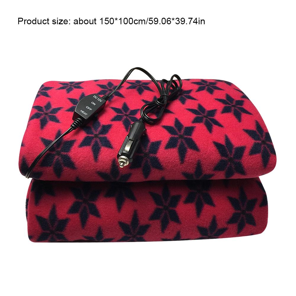 Car Heating Blanket 12V Electric Blanket Energy Saving Warm Electric Blanket Red Pattern Thermostat Heating Blanket 150*100cm