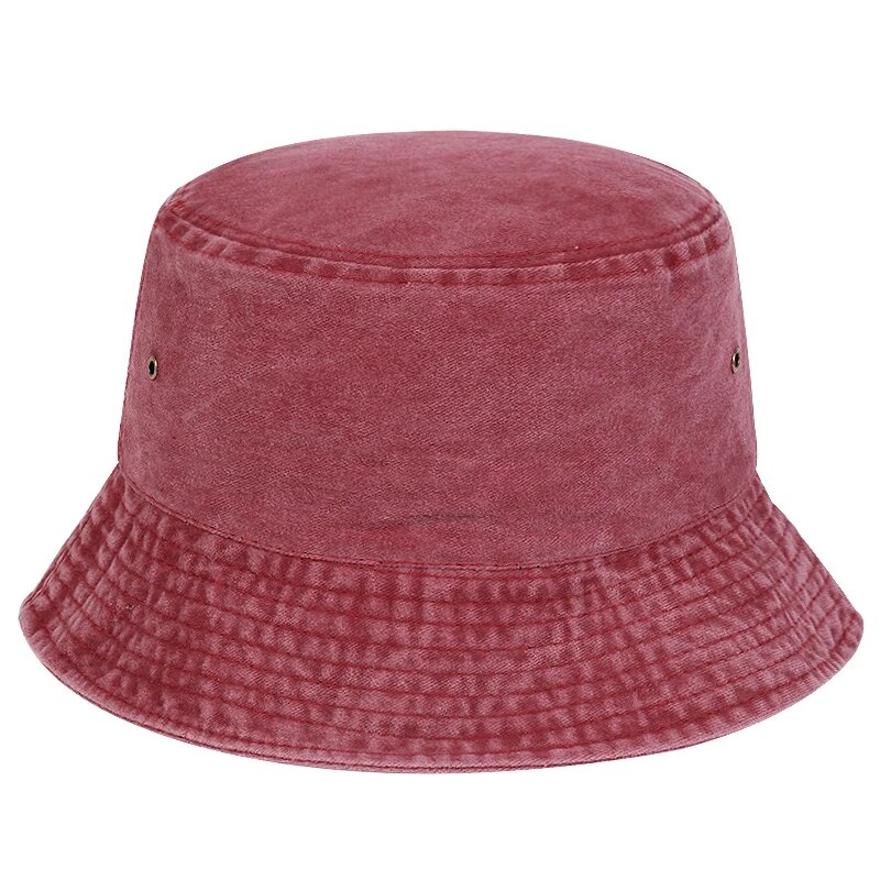 Unisex Light Board Washed Personality Bucket Hats Fishermen Caps Outdoor Casual Cap Sunscreen Hat: Red