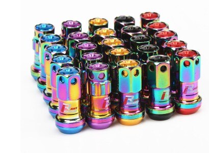 Guard Racing Composite Steel Lock Anti Theft Wheel Lug Nuts M12x1.5 or M12x1.25 Neo Chrome