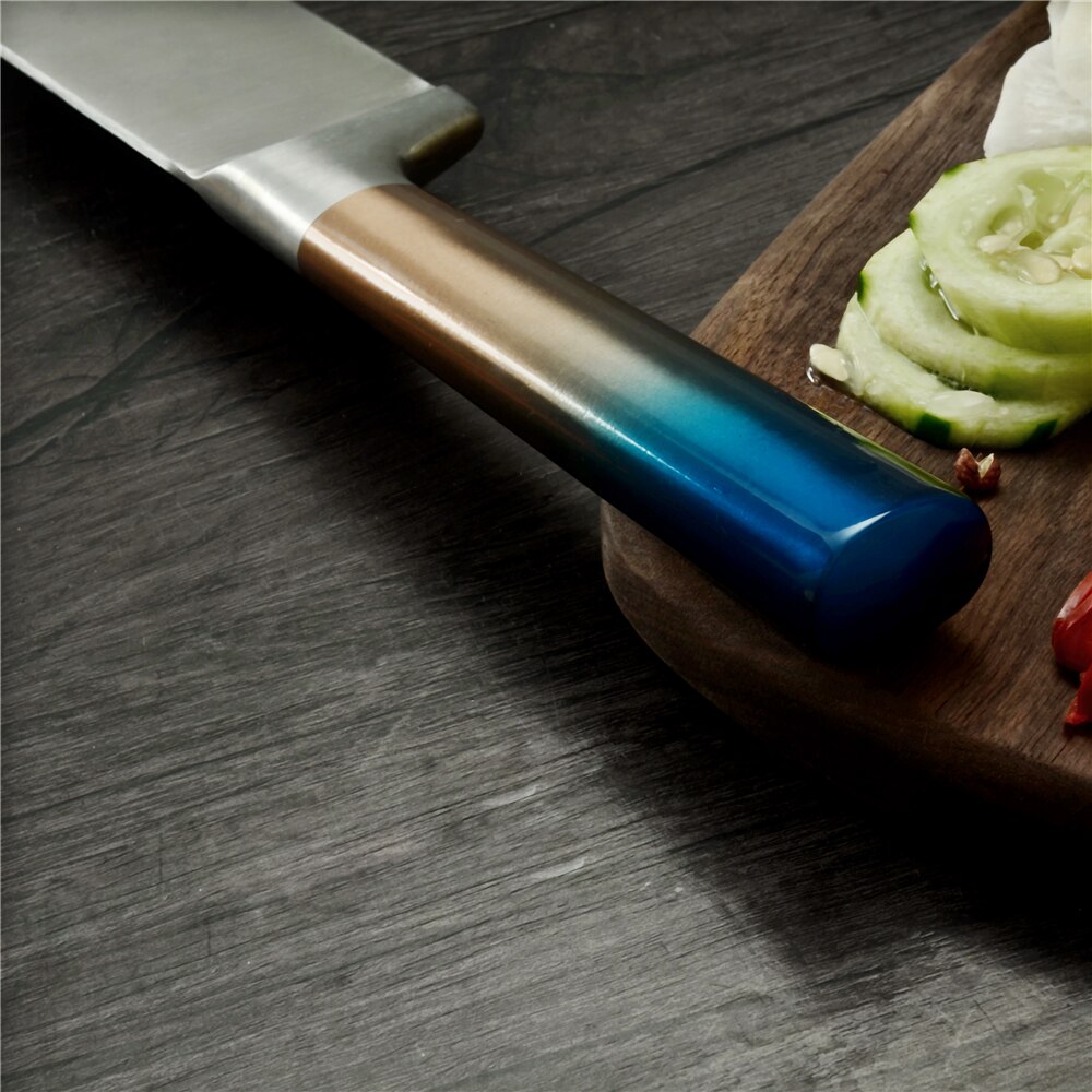 Stainless Steel 5PCS Knife Set Blue Handle Japanese Chef Knives Slicing Bread Fruit Paring Knives Tool Kitchen Cutlery Set