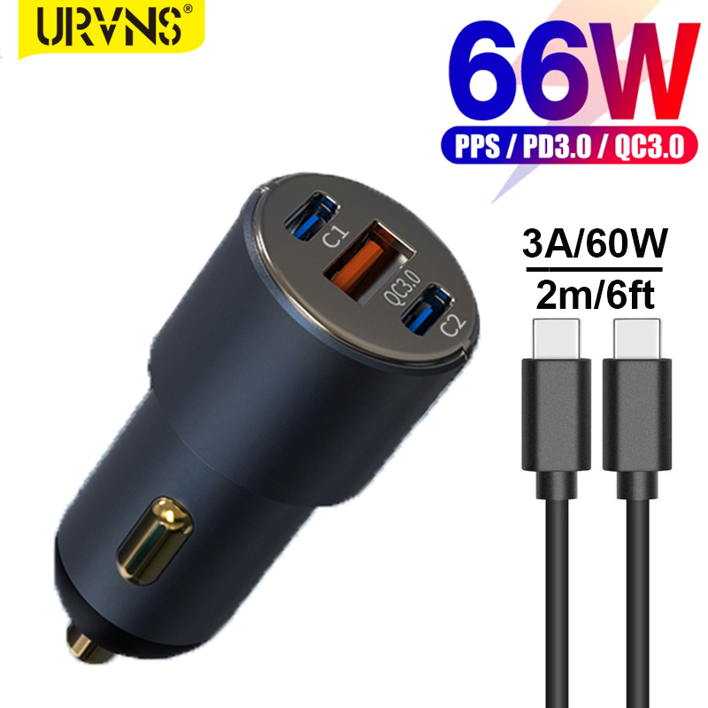 URVNS 66W USB C Auto Ladegerät, 33W PPS / 30W PD/ QC 3,0 Schnelle Ladung USB Ladegerät Für iPhone 13/13 Profi Max, iPad Mini/Profi, Samsung