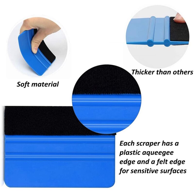 Vinyl Wrap Tool Kit, 10Pcs Felt Edge Squeegee for Car Vinyl Wrapping Window Film Tinting Decal Wallpaper Installation