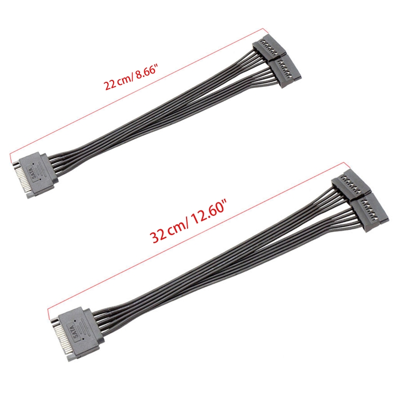 Sata Power Splitter Kabel SSD HDD Harde Schijf Voedingskabel Sata 15 Pin Male naar 2 Female Power Y-Splitter Verlengkabel