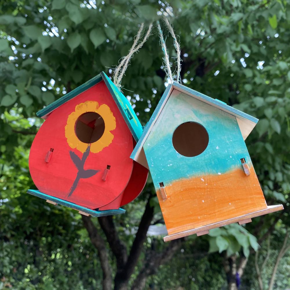 Kit de construction de maison d'oiseau pour enfants, peinture de bricolage, assemblage de nichoir, artisanat de boîte à oiseaux, construire de la peinture, pour enfants, 1 ensemble