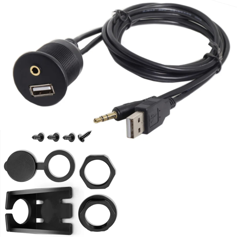 Car boat dashboard flush mount USB port 3.5mm auxiliary USB dashboard headphone jack flush mount adapter Car Boat Dash Flush Mou