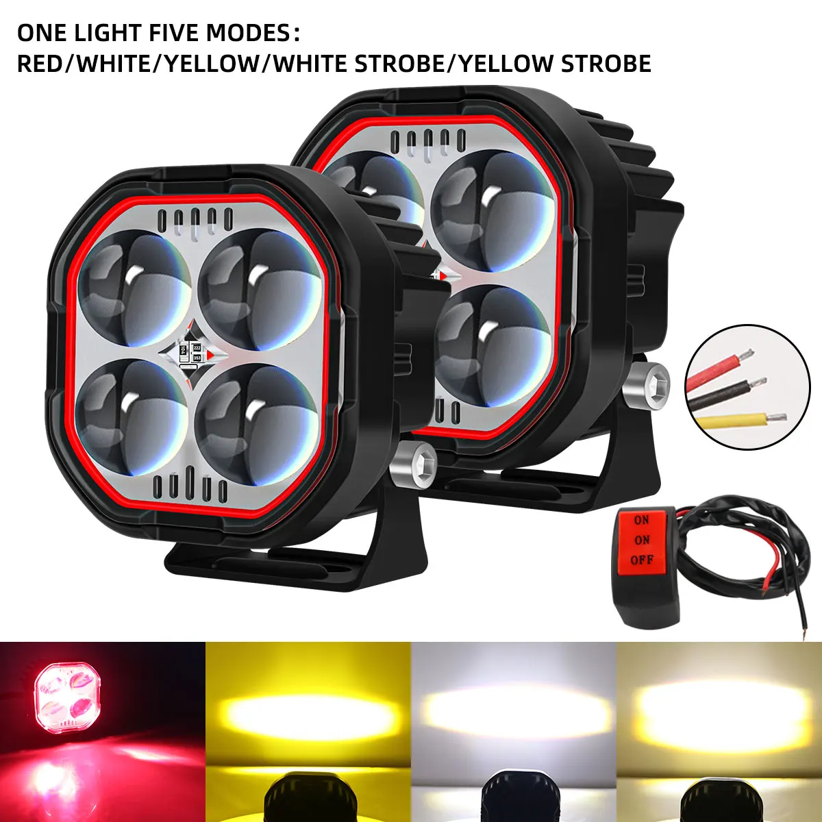 DRL LED Motorrad Fahren Lichter LED Scheinwerfer Hohe Abblendlicht Objektiv Scheinwerfer blinken Moto Nebel Lampe Auto Arbeit Lichter 5 Licht Modi: Armee Grün
