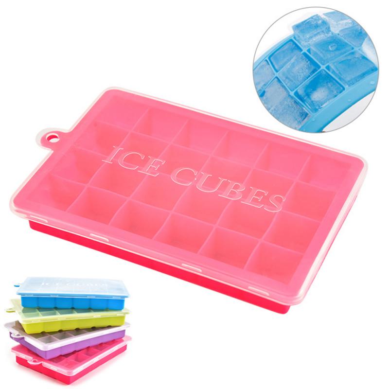24 Grids Silicone Ice Cube With Lid Eco-Friendly Cavity Tray Ice Cubes Kitchen Small Fruits Mold Ice Maker For Ice Cube Making