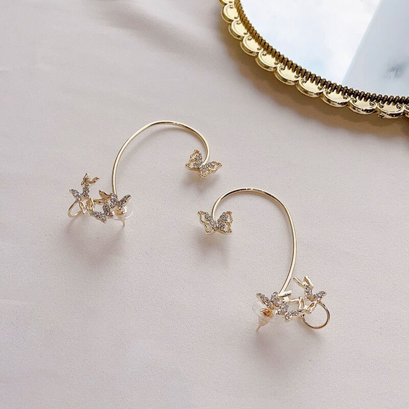 Unieke Rhinestone Vlinder Oorbellen Mini Geen Piercing Oor Clip Voor Vrouwen Meisje 2.32x1.25inch