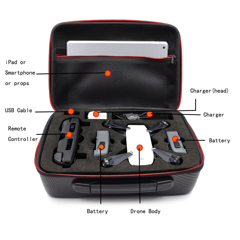 Anordsem Portable EVA Hard Bag Storage Case Carry Drone Bags Shoulder Strap Drone Accessories for DJI Spark Drone Mount Box