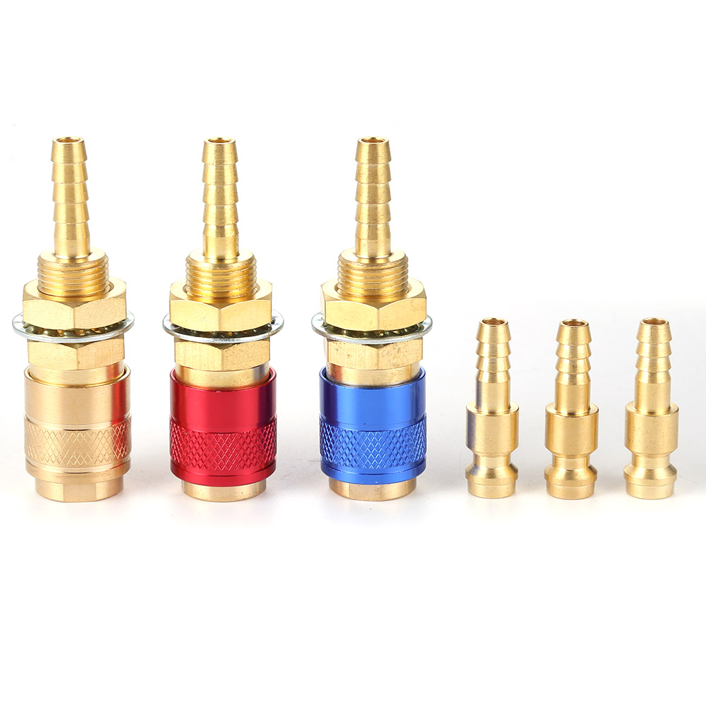 Brass 6mm Water Cooled Gas Adapter M6 Welding Torch Quick Hose Connector Fittings for MIG TIG Welding Torch Plug