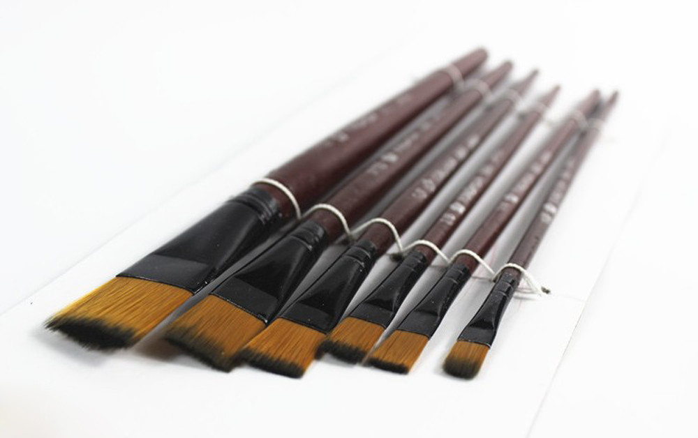 6 stk kunst brun nylon pensler til akrylmaling og olie maling tip gouache maler børste sæt kunstforsyninger nylon pensel