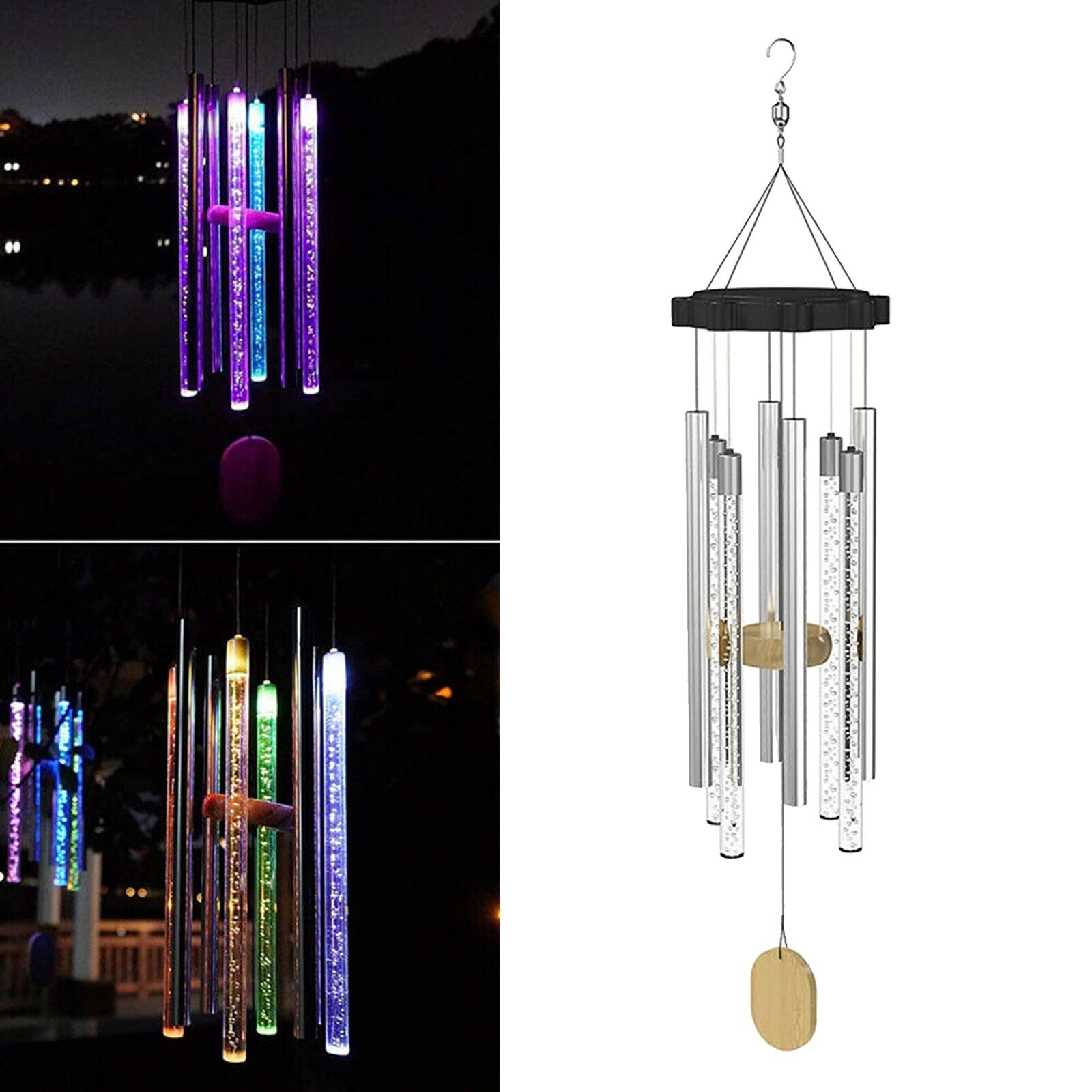 Solar LED Wind Chimes Decor Light Waterproof Memorial Windchime Garden Porch
