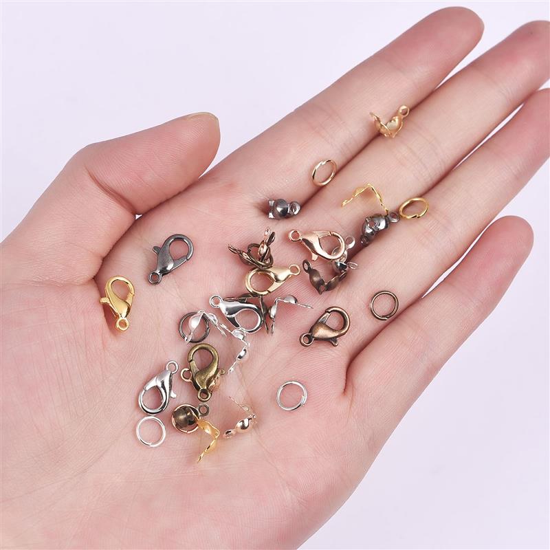 Cierres de langosta de acero inoxidable, anillos abiertos para saltar, cubiertas de cuentas de engarce, conectores de extremo de collar, suministros para accesorios de joyería Diy