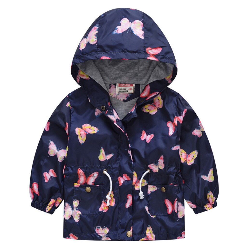 Enfants manteau bébé filles hiver manteaux garçons coupe-vent Outwear papillon à capuche fermeture éclair coupe-vent vêtements d'extérieur #1018: DB / 13T
