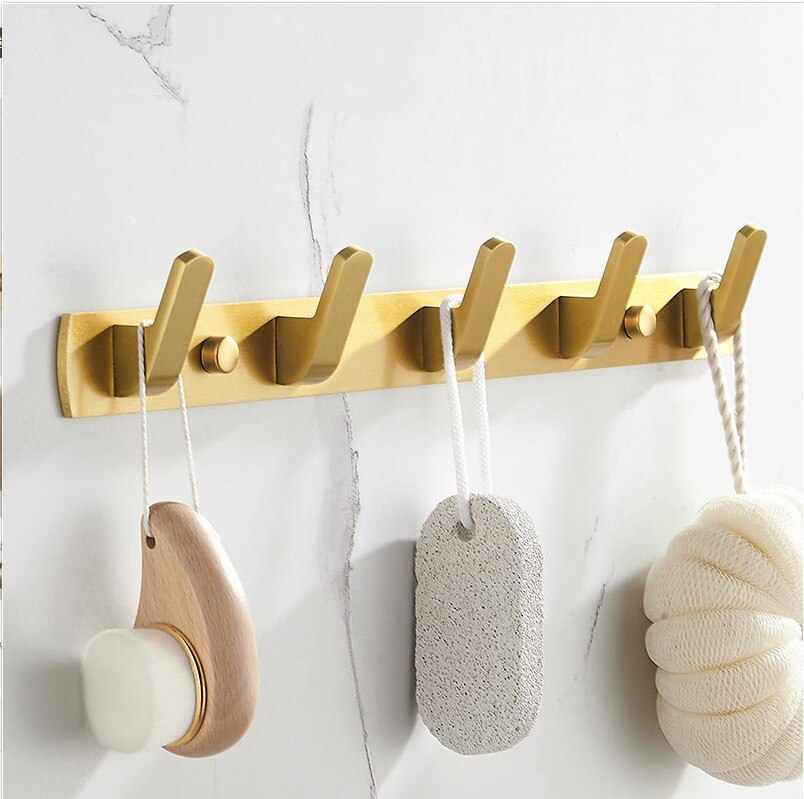 Geborsteld goud massief aluminium rij haak badjashaak zware wandgemonteerde handdoekhaak keukenmuur deur badkamerhaak