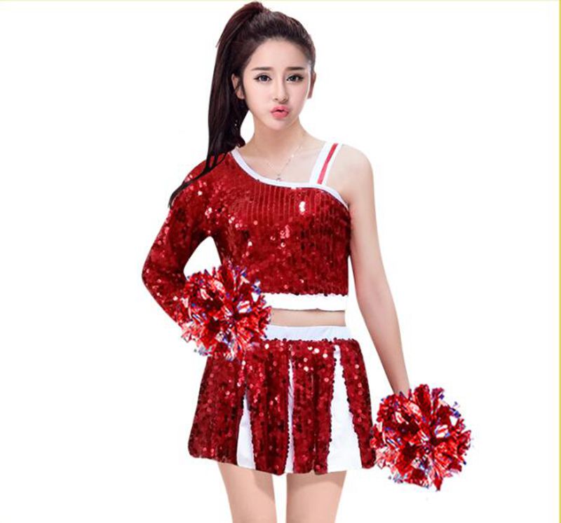 Prestaties Kostuum Cheerleading Uniformen Voetbal Meisje Hip Hop Kleding Voor Vrouwen Rode Kleur: M