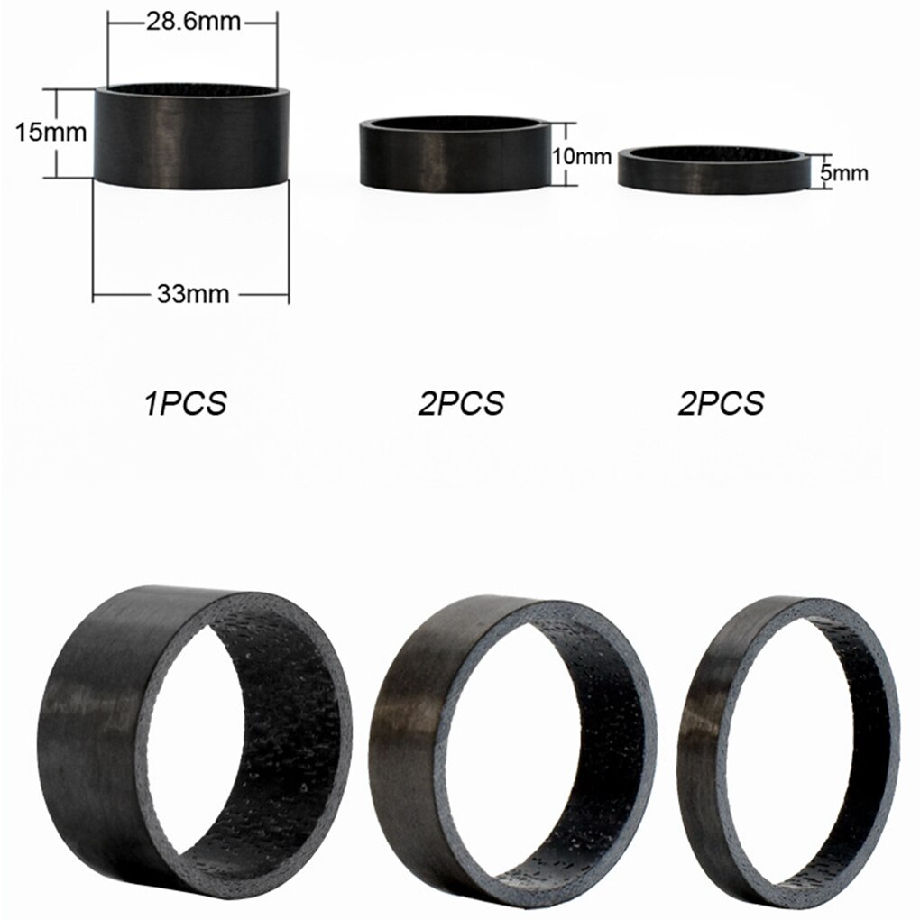 5 kpl/setti 28.6mm hiilikuitupyörän haarukka kuulokkeet spacer maantiepyöräily maastopyörä mtb etuhaarukan tiiviste