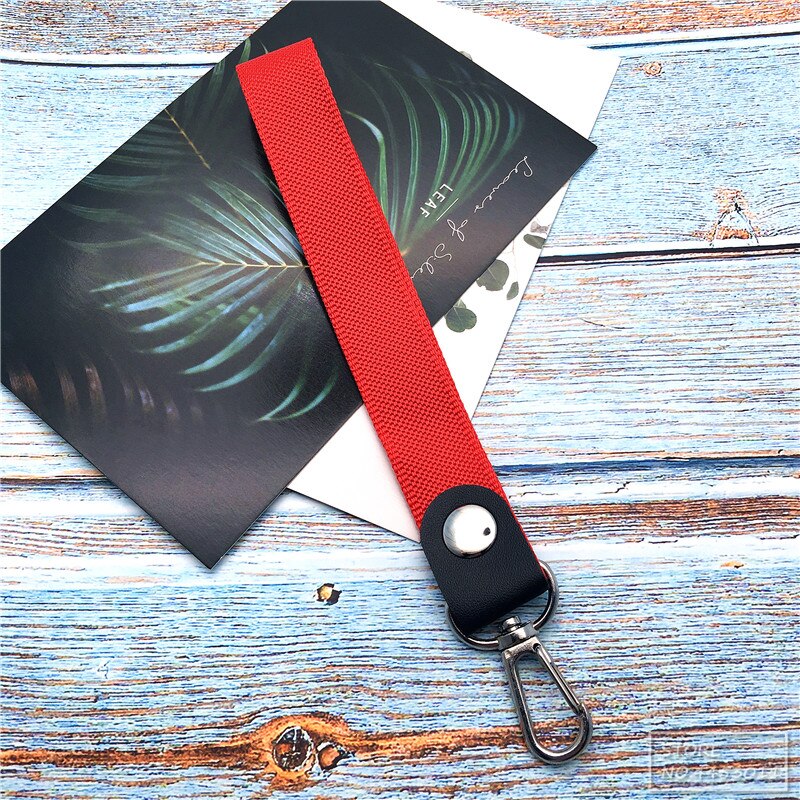 10pcs/lot Short Colorful Hand Wrist Lanyard neck Strap For Mp3 4 USB Flash Drive Keychain ID Badge Holder Mobile Phone Lanyard: Red 10pcs