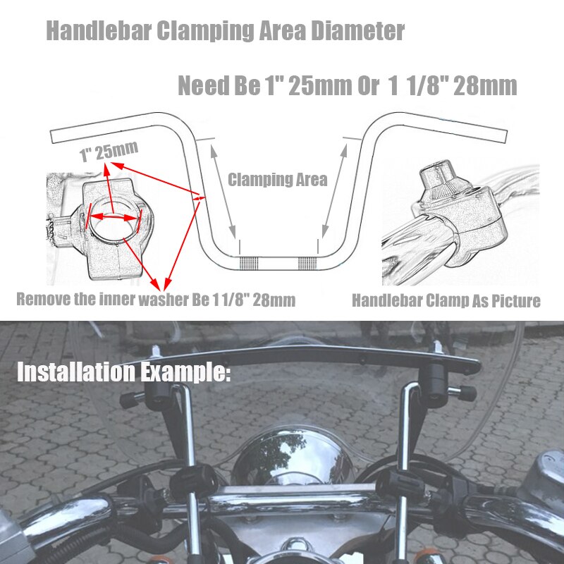 Pare-brise pare-Brise Pour 1981-2007 Yamaha Virago 125 250 535 700 750 920 1000 1100 XV250 XV535 7/8 "1" Guidon Écran Fixe