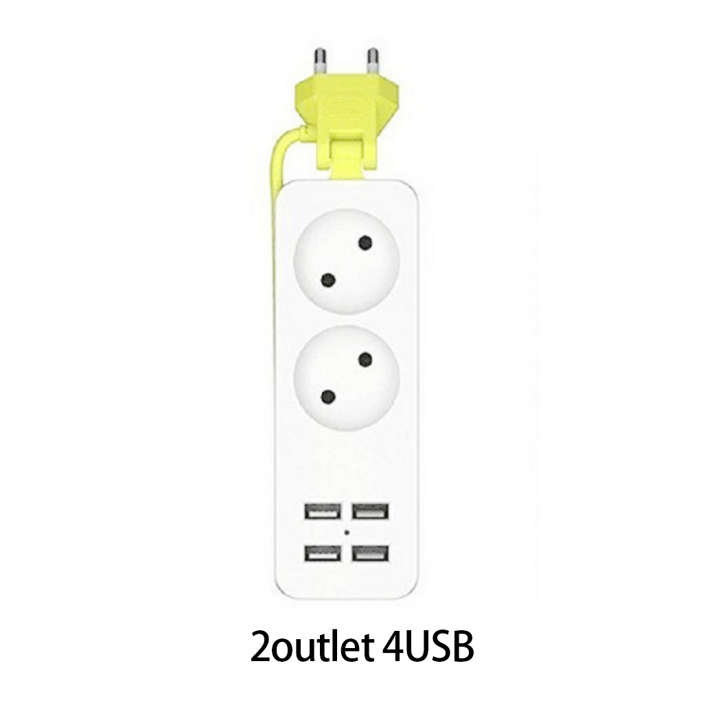 Enchufe europeo regleta 2 AC enchufe adaptador de viaje 1200W múltiples portatiles 4 cargador con puerto USB enchufe 1,5 m para tabletas Smartphones: 2 AC Outlet 4 USB