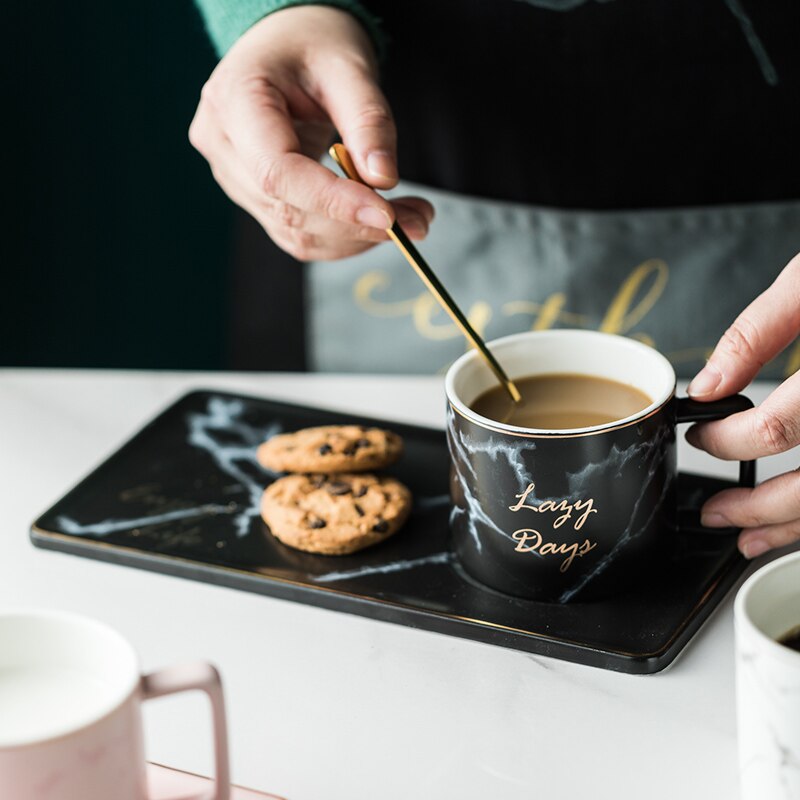 Złota łyżka filiżanka kawy talerz ceramiczny zestaw kawa herbata mleko klepki kubki skrzynka filiżanka robić mleka i herbaty deser Phnom danie z uchwytem nowości na prezent