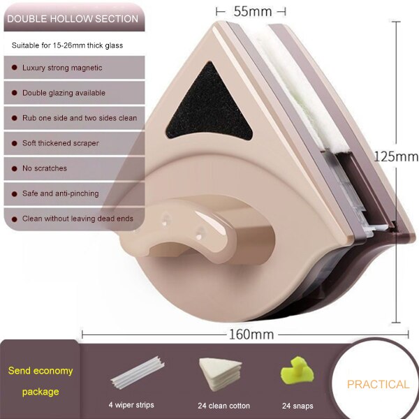 Double Side Glass Cleaning Brush Magnetic Window Cleaner Magnets Household Wiper Cleaning Tools for Washing Window: Package 4