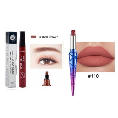 2 stk øjenbrynspen vandtæt fire-klø øjenbryn nuance makeup fire farver øjenbryn blyant brun sort: 03-110