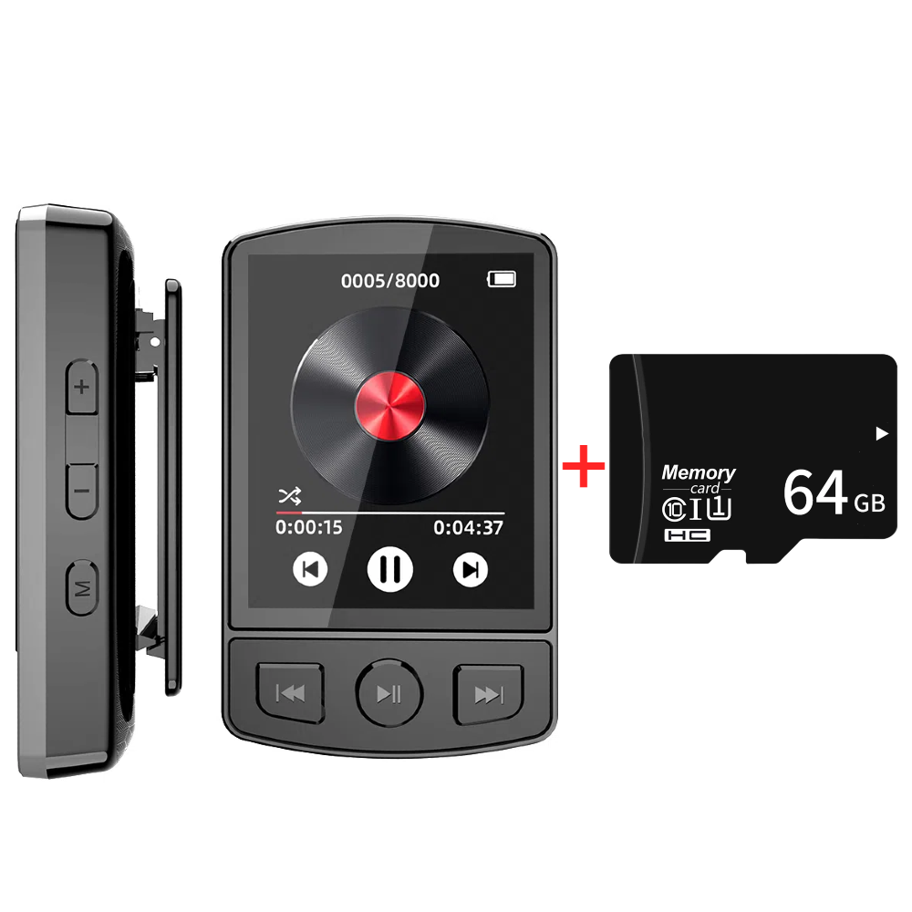 MP3-Player Tragbarer Sport-Clip Walkman HiFi-Sound Bluetooth-kompatibel 5.0 Student Walkman 1,8-Zoll-Bildschirm mit FM-Radio E-Book: WHITE