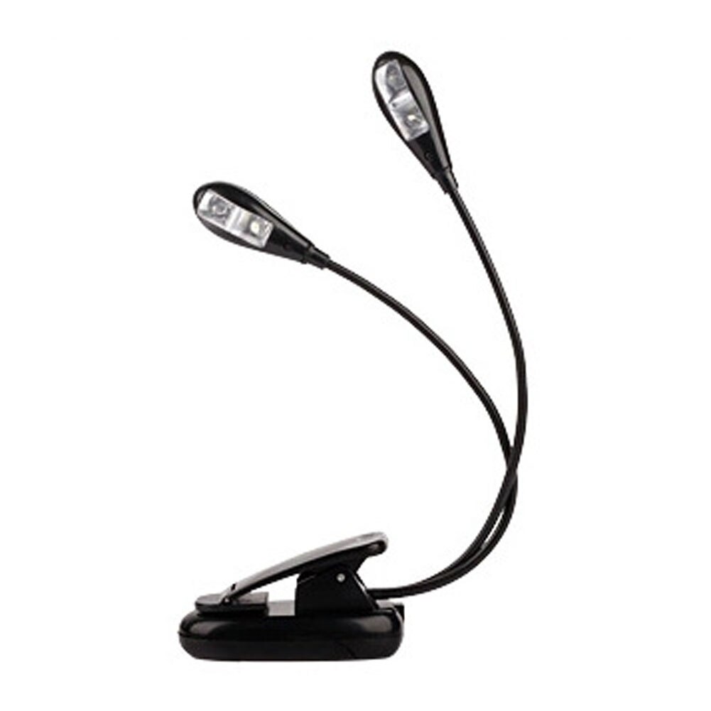 Double Pole LED Reading Light 4 LEDs Adjustable Goosenecks Clip On LED Lamp For Music Stand Book Reading And Piano Laptop Read