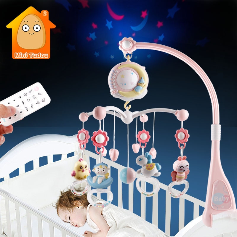 Baby Speelgoed 0-12 Maanden Crib Mobile Musical Box Met Houder Peuters Zachte Rammelaar Bijtring Pasgeboren Baby Bed Speelgoed educatief Meisje