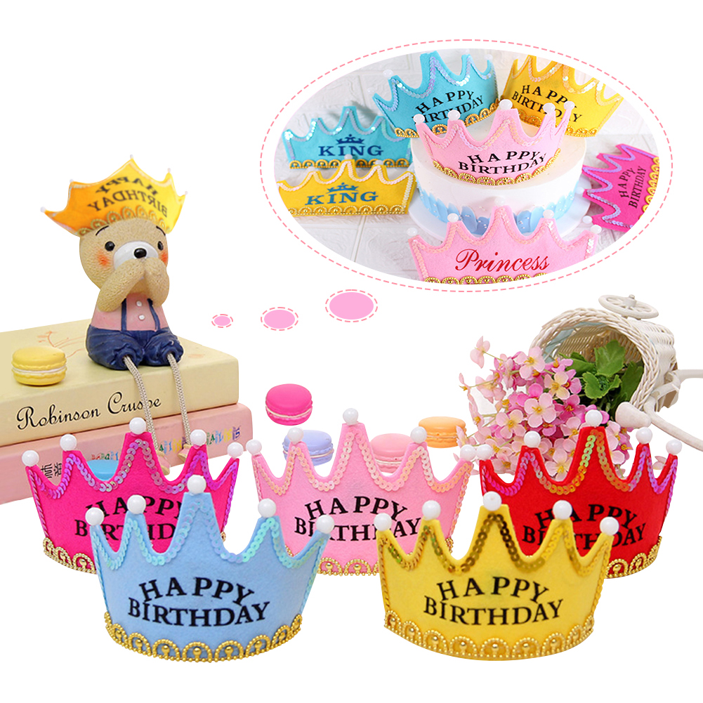 Crown Led Gelukkige Verjaardag Cap Kleurrijke Non-woven Hoed Koning Prinses Kroon Led Verjaardagsfeestje Decoraties Kerst Verjaardag Kroon