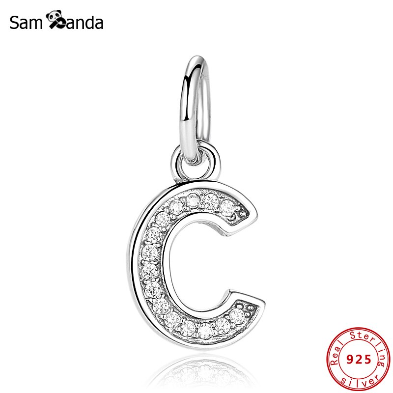 Original 100% de Plata de Ley 925 del encanto del grano de A-Z cartas colgante encantos alfabeto pulseras de las mujeres la fabricación de la joyería DIY