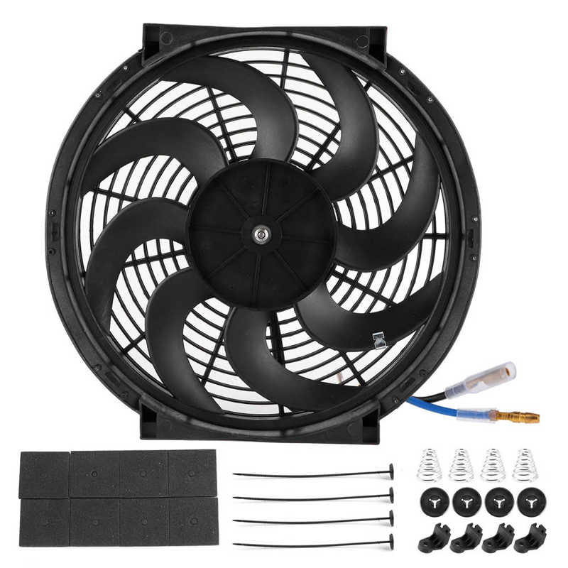 Electric Radiator Cooling Fan 14in 80W Universal Car Modified Parts with Mounting Kit Radiator Fan Car Accessory