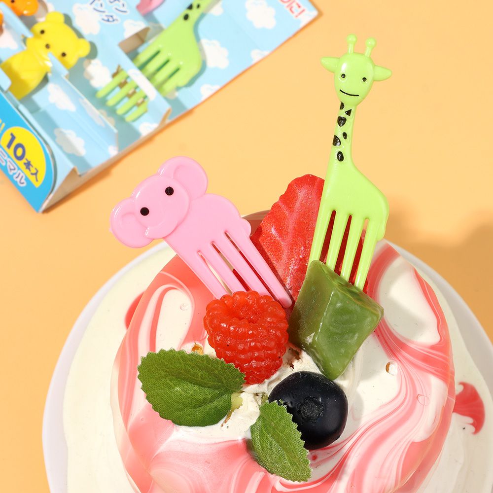 6-10Pcs Mini Animal Farm Cartoon Food Picks Children Snack Cake Dessert Food Fruit Forks Lunch Bento Accessories Party Decor