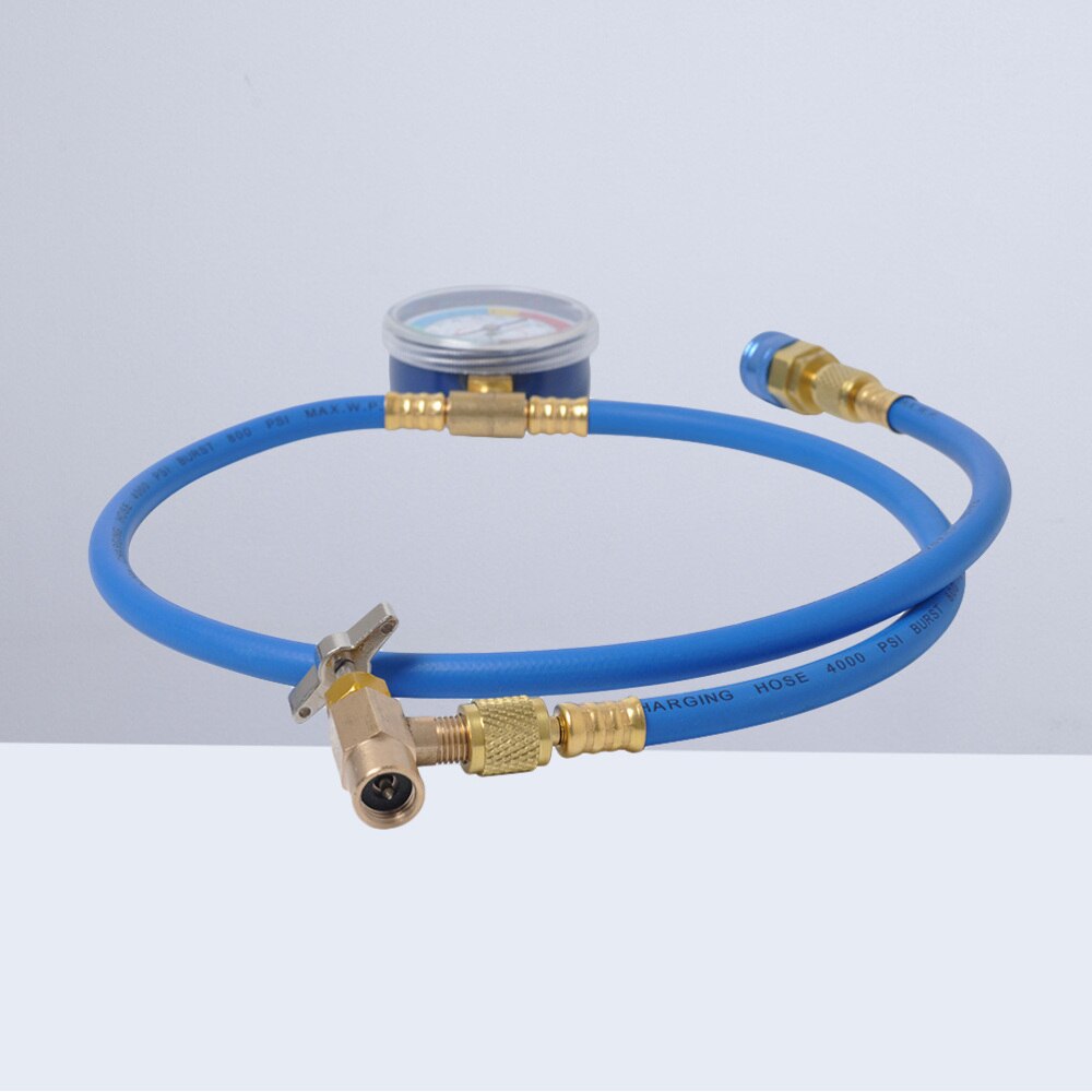 AC Charging Hose HVAC Refrigerant R134A Car Air Conditioning Refrigeration Tube Hose With 55MPa Pressure Gauge (Blue+Golden): Default Title