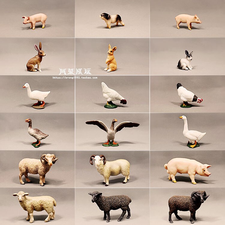 Simulation Bauernhof Vieh Ebene Miniatur Modell Hühner Ente Gans Wildschwein Sau Kaninchen Schafe Ornamente Aktion Figur Figur Spielzeug