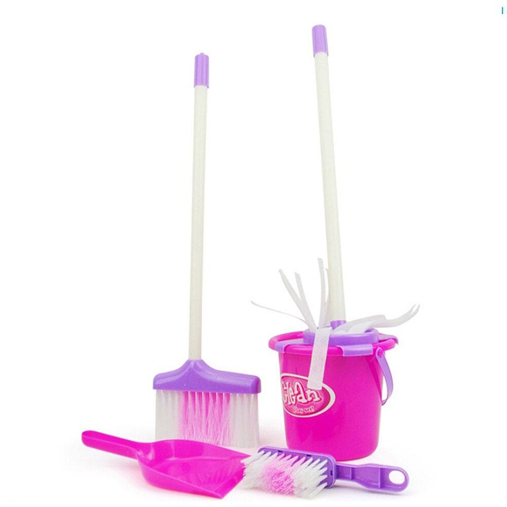 Children Cleaning Toy Set Girls Housekeeping Pink Sweep Pretend Play Set Kids Educational Toy Assemblage: A1