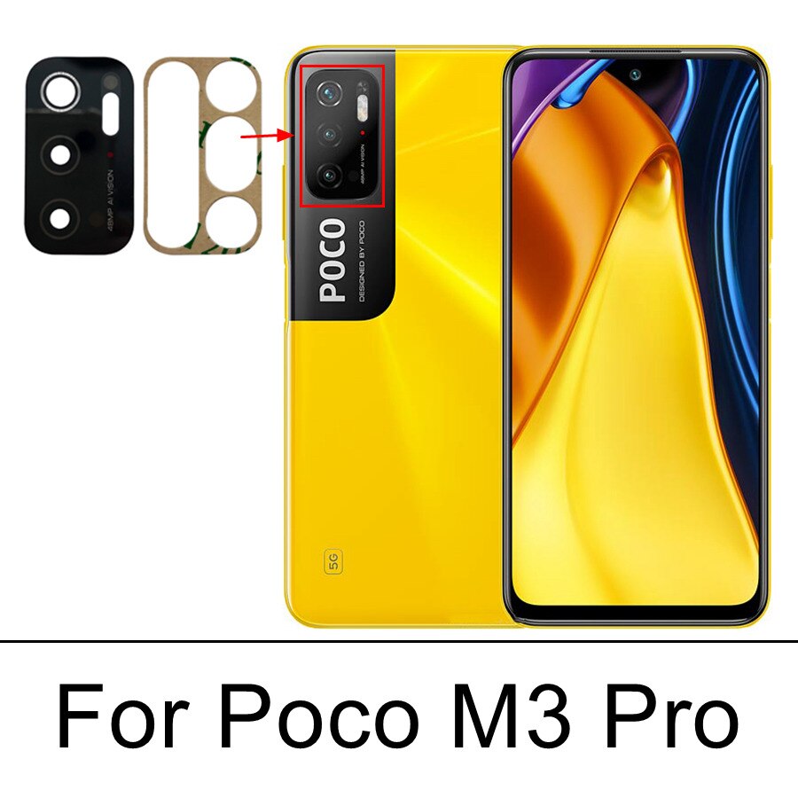 Back Rear Camera Glass For Xiaomi POCO M4 Pro M3 F1 F2 F3 X3 NFC F4 GT X4 Pro 5G Main Camera Lens Cover Replacement+Adhesive