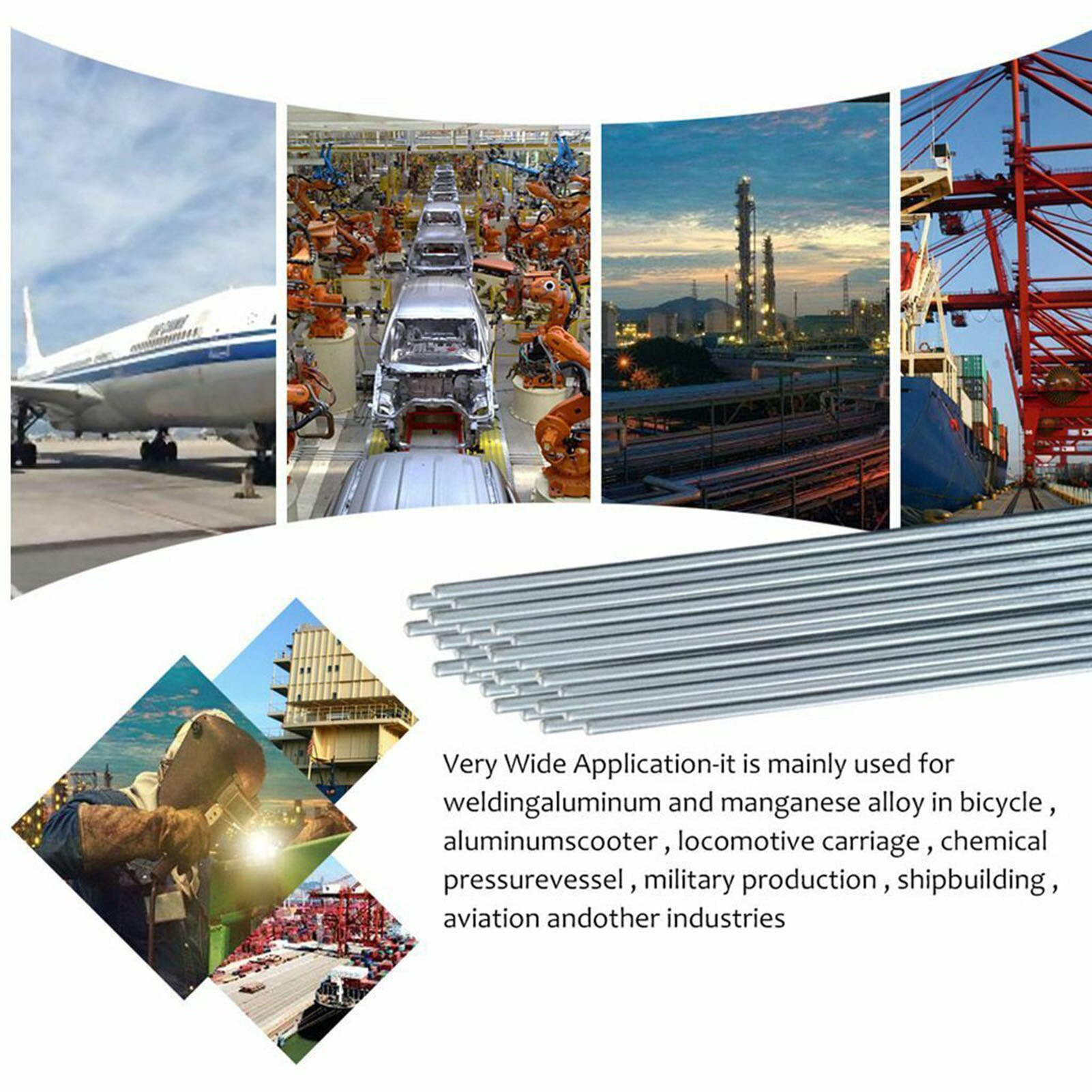 10Pcs Aluminum Welding Rods Flux-cored No Flux Required Low Melting Point Corrosion Resistance