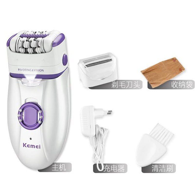 kemei lady epilator with shaving head KM-2668 electric epilator 2 in 1 electric shaver rechargeable hair remover woman shaver